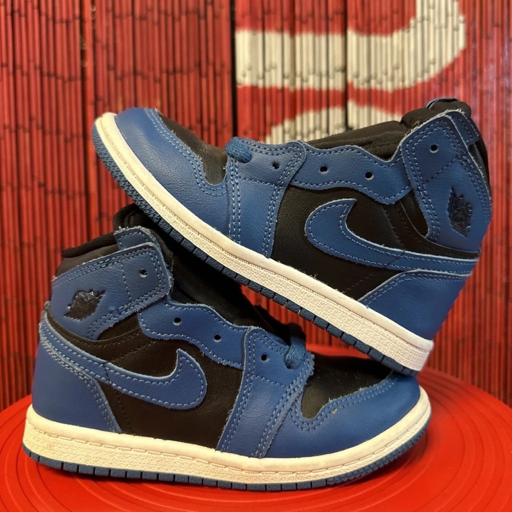 Nike Air Jordan 1 Retro High Og (Td) Dark Marina Blue-Black Sz 10c